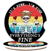 Funny Skull with Coffee Ceramic Cup Holders Car Coasters Set for Women/Men,2.56