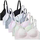 GAOIYO Teen Girls Training Bra Cotton Wire Free Adjustable Straps Breathable Bras 6 Pack