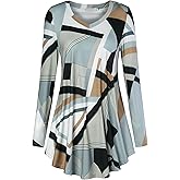 BAISHENGGT Women's Casual Long Sleeve Tunic Tops for Leggings V-Neck Blouse T-Shirt