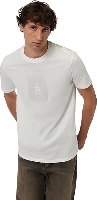 T-shirt masculina com logótipo One Block, borracha e cetim, branca, L