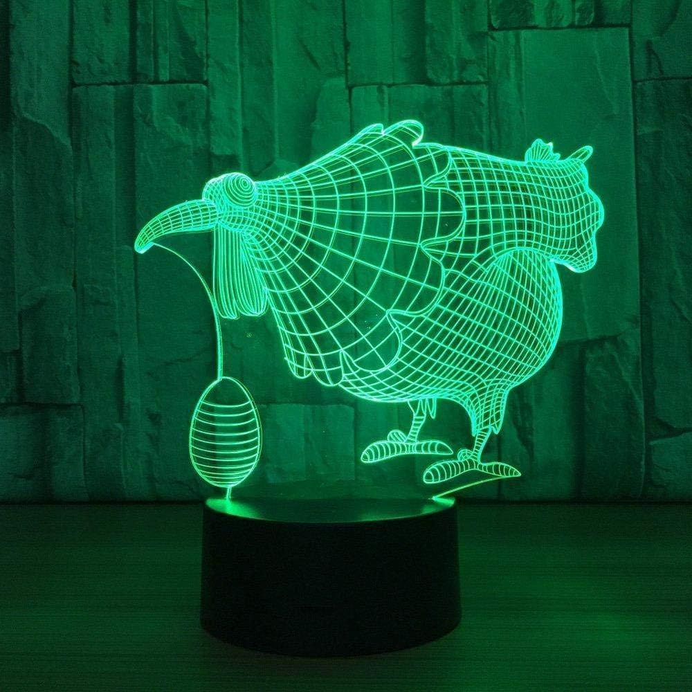 3D Slideshow Chicken Eggs 3D Illusion Lamp - Decorative Lamp with Three Patterns and 7 Colors for Children