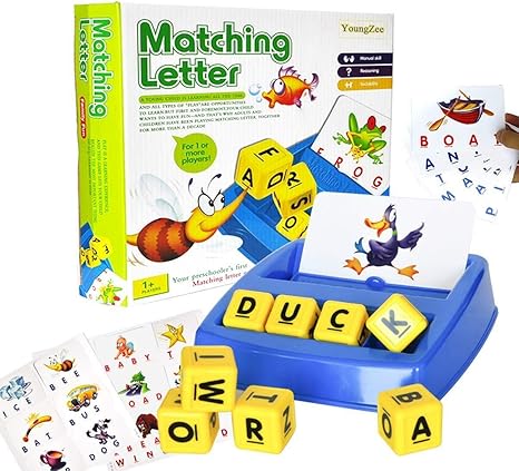 Amazon マッチングレター アルファベットキューブ 英単語カード スペルパズル 幼児英語学習 絵で覚える英単語 ラーニング 知育玩具 学習玩具 記憶 能力開発 おもちゃ ひらがな カタカナ 漢字 おもちゃ