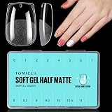 TOMICCA Coffin Shaped Short Nail Tips 360Pcs Half Matte Full Cover Clear view 8