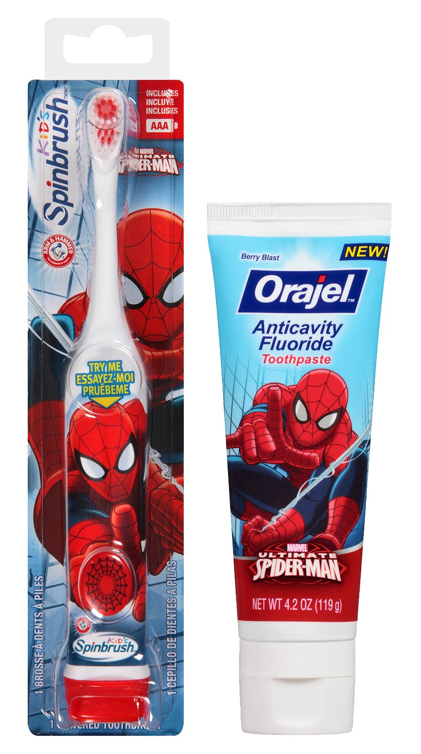 Amazon.com: Spider-Man Toothbrush Bundle: 2 Items - Spinbrush Powered Toothbrush, Anticavity Fluoride Toothpaste: Beauty
