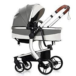 Aveainelle PU Leather 2 in 1 Baby Stroller with