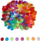 SUTIMSHE 500 Pcs of 3/4 inch Transparent 8 Color Clear Bingo Counting Chips Plastic Markers for Bingo Games, Math Counters,Classroom,Fun Family Game Night, Large Group Games