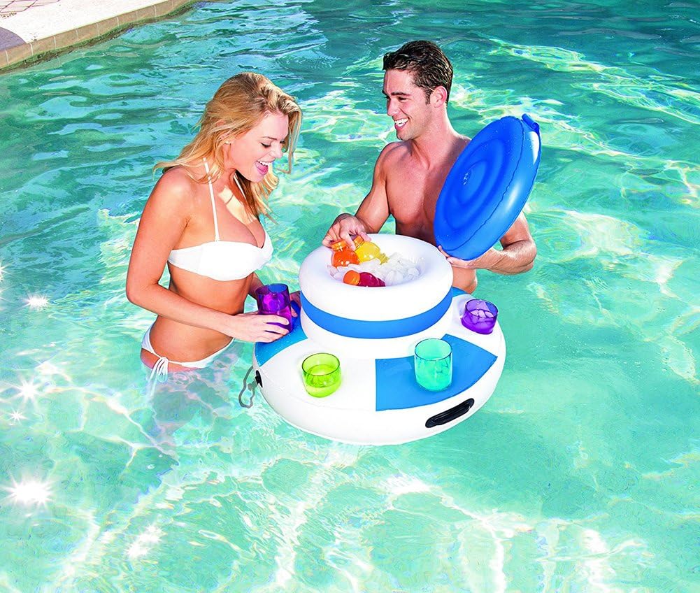 FLOATING COOLER BEVERAGE INFLATABLE 6 GLASS DRINK HOLDER Ø70CM GREAT FOR PARTIES HIGH QUALITY – GIFT IDEA