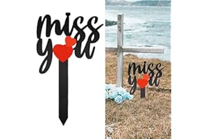 OOOCT 13.8 X 7.9 Inches Large Cemetery Decorations for Grave, Miss You Memorial Grave Markers, Metal Memorial Remembrance Stake, Grave Markers for Human Cemetery, Garden Yard Grave Site Outdoor Stake Marker