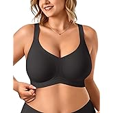 Vertvie Bras for Women No Underwire Wireless Support Bra Underarm-Smoothing Seamless Push Up Full Coverage T-Shirt Sports Bra
