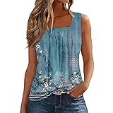 NAMTYQX Summer Tank Tops for Women Pleated Square