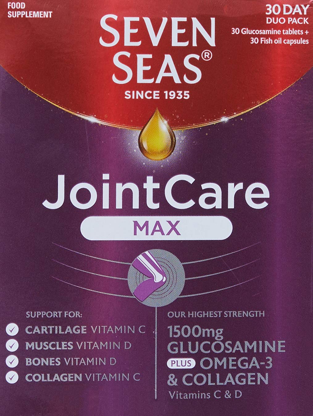 Seven Seas JointCare Max with Glucosamine, Omega3, Collagen, vitamin C and vitamin D