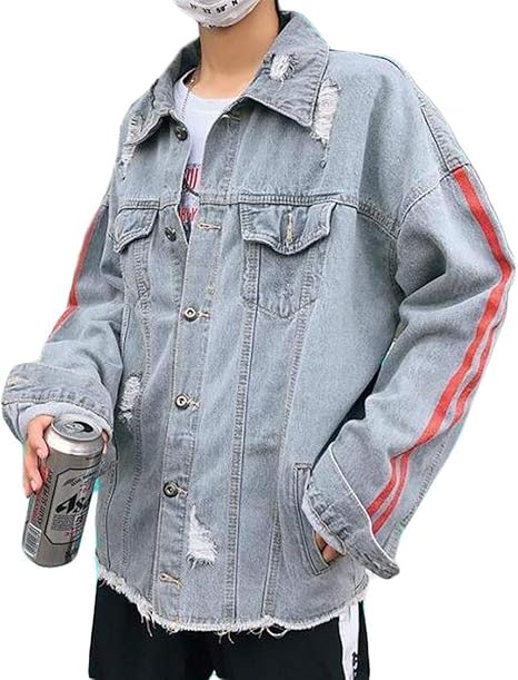 Amazon Bestmoodメンズ デニムジャケット ダメージ加工 ジージャン Gジャン Gジャン 春 秋 アウター ストリート 韓国ファッション コート ジャケット 通販