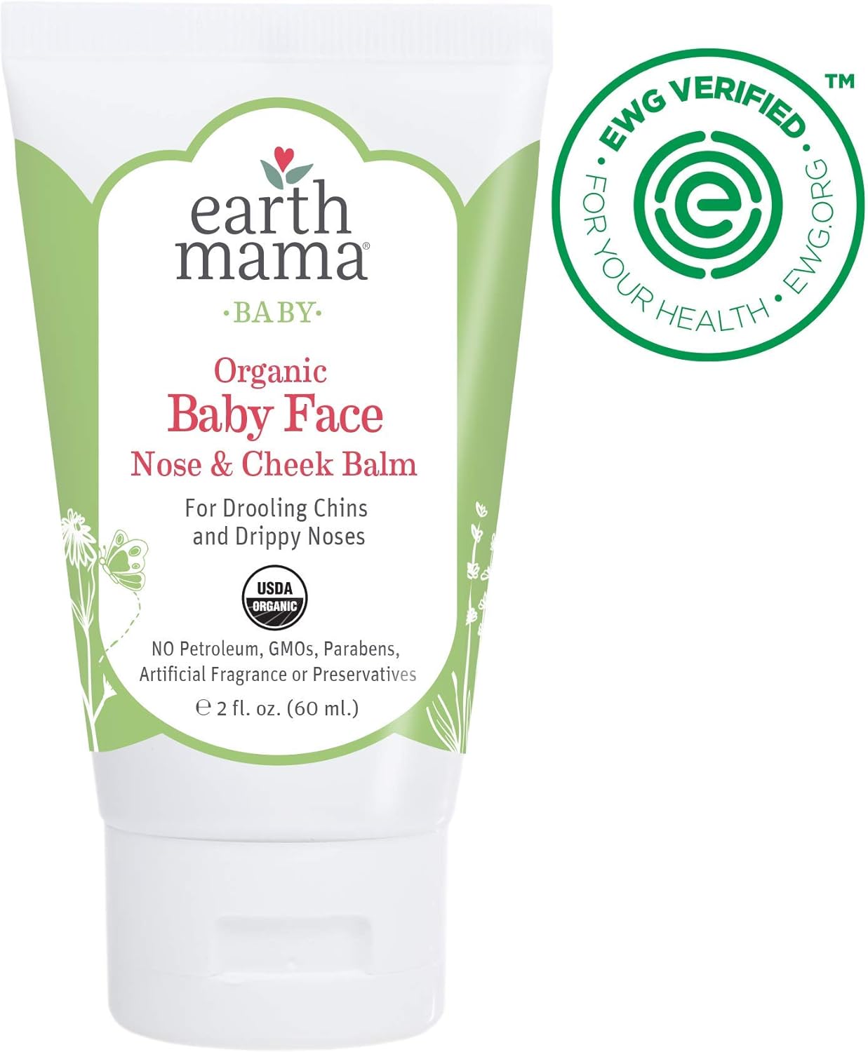 Organic Baby Face Nose & Cheek Balm for Dry Skin by Earth Mama | Natural Petroleum Jelly Alternative, 2-Fluid Ounce: Health & Personal Care
