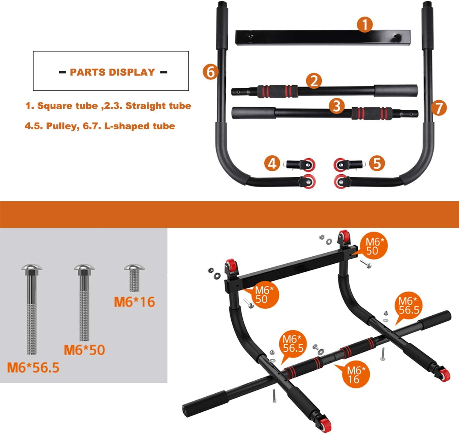 Pull Up Bar, Multifunctional Portable Gym System Ab Roller Wheel，Home Gym Exercise Equipment Strength Training Upper Body Workout Bar: Kitchen & Dining