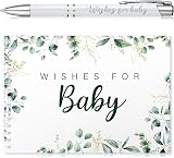 Tenare Baby Shower Guestbook with Pen Green Leaf design 30 sheets