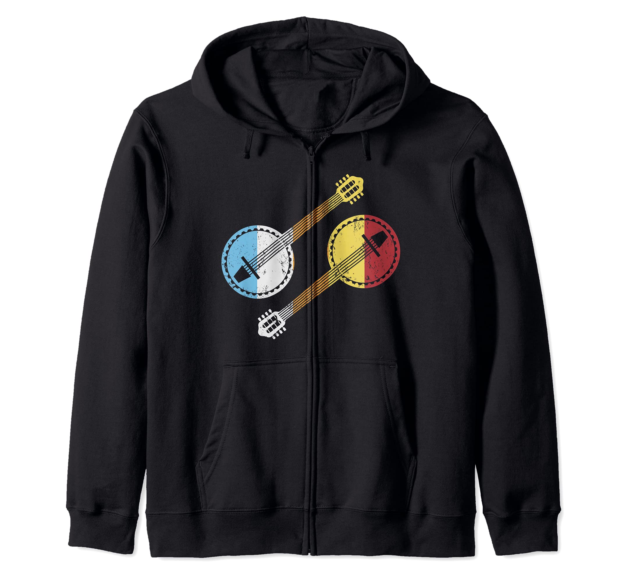 Bluegrass Banjo Music Lover Banjo Guitar Zip Hoodie