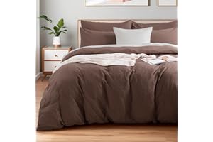 NEXHOME PRO Duvet Cover King Size, 100% Washed Cotton Linen Feel Textured Organic Natural Duvet Cover Set, 3 Pieces Bedding S