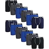 IZOD Mens Boxer Briefs - 12 Pack Ultra Soft Stretch Performance Mens Underwear Boxers with No Fly Contour Pouch, 6" Inseam