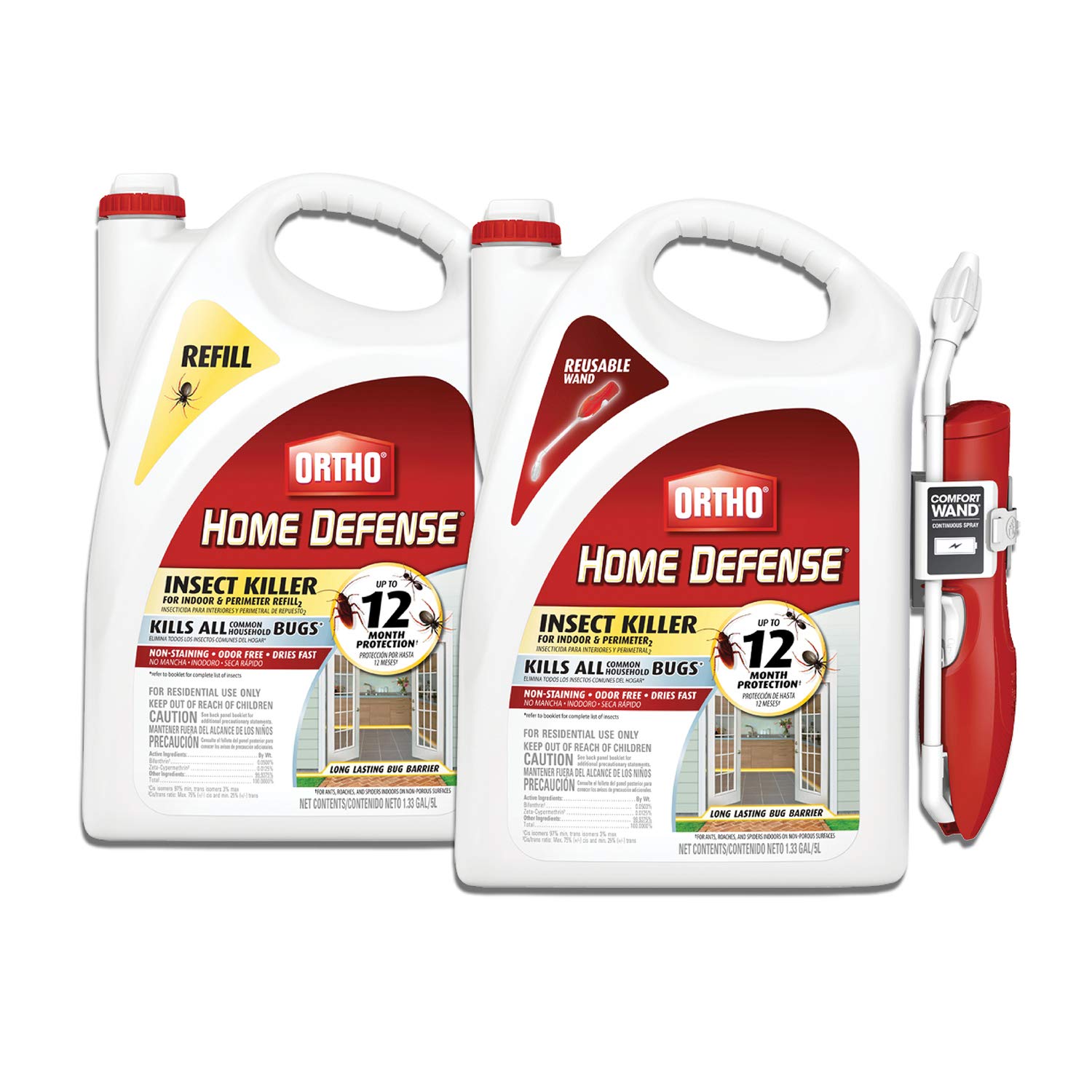 Photo 1 of Ortho Home Defense Insect Killer for Indoor & Perimeter2 and Refill Bundle: Long Lasting Bug Barrier, Kills Ants, Roaches, Spiders, 1 gal.