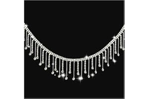 Sinor 1 Yard Rhinestone Fringe Trim, Tassel Chain Crystal Diamond Beaded Rhinestones Ribbon for DIY Sewing Clothing Jeans Wedding Party Craft Decoration Accessories -Silver, Style A