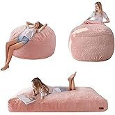 MAXYOYO Giant Bean Bag Chair Bed for Adults, Convertible Beanbag Folds from Lazy Chair to Floor Mattress Bed, Large Floor Sofa Couch, Big Sofa Bed, High-Density Foam Filling, Machine Washable