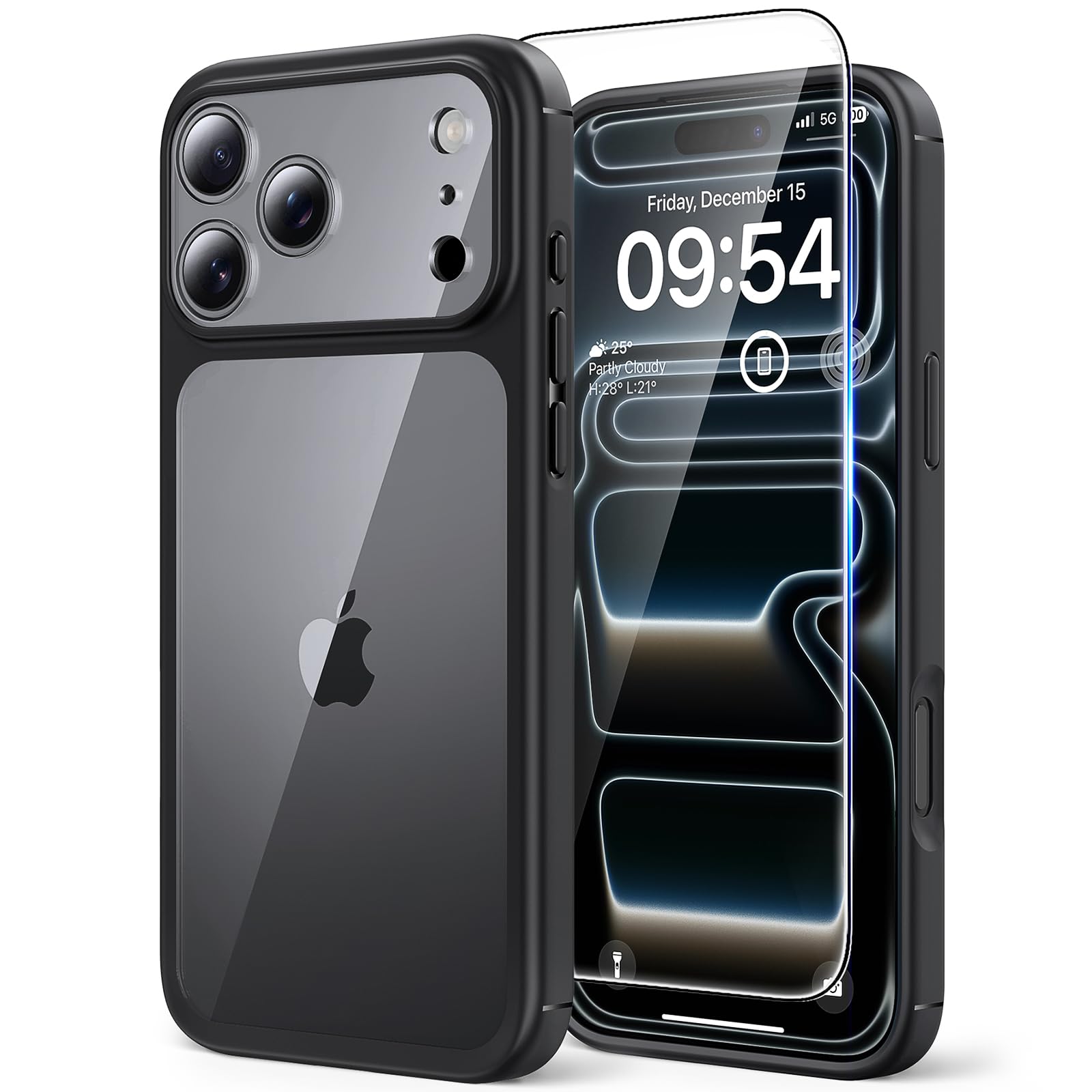 Photo 1 of TAURI for iPhone 17 Pro Case, Full Camera Protection, Anti-Yellowing Military-Grade Protection Shockproof Slim Phone Case for iPhone 17 Pro, Black