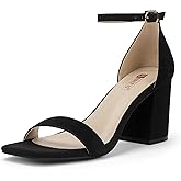 IDIFU IN3 Chunky Block High Heels Square Open Toe Ankle Strap Heeled Sandals Wedding Bridal Prom Summer Dressy Comfortable Sexy Trendy Dress Shoes Cute Thick Women Heels