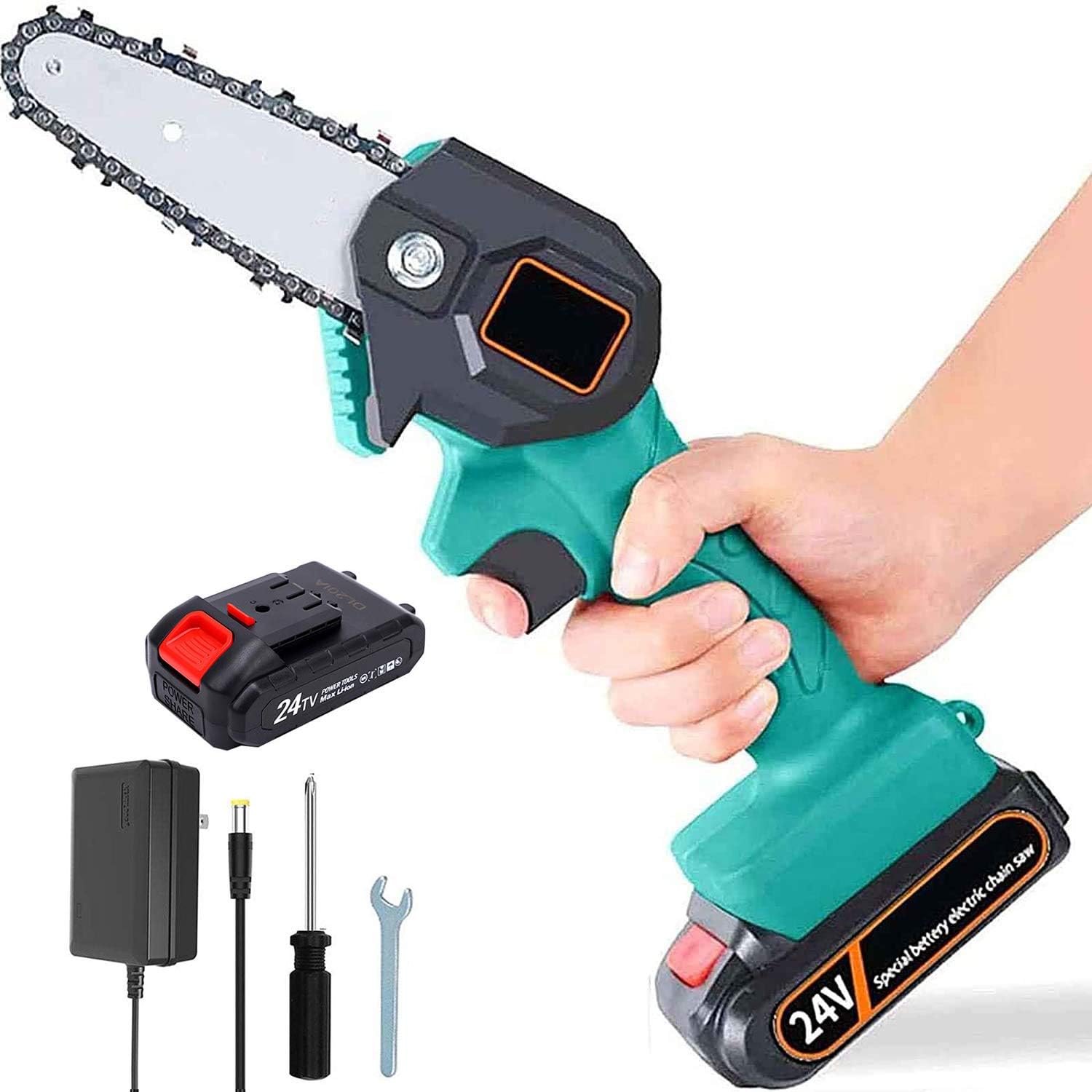 Mini Scie à ChaîNe éLectrique 4 Pouces sans Fil SéCateur 24V pour Coupe Bois et Branches 6557482 Mini Scie à ChaîNe éLectrique 4 Pouces sans Fil SéCateur 24V pour Coupe Bois et Branches 6557482