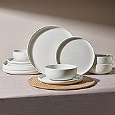 Famiware Milkyway Plates and Bowls Set, 12 Pieces Dinnerware Sets, Dishes Set for 4, White