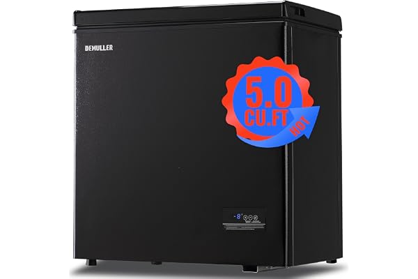 DEMULLER 5.0 CU.FT Deep Freezer Top Open Door Mini Chest Freezer with Removable Storage Basket for Home Kitchen Garage