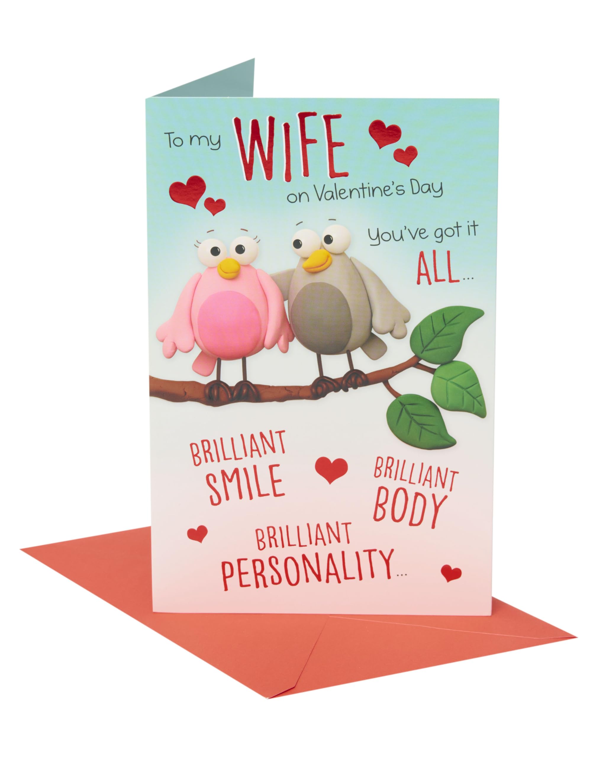 UK Greetings | Valentine's Day Card for Wife | I Love You Presents | Her, Girls, Women | Funny Pop-Up Design | With Envelope | 14.9 x 22.9 cm