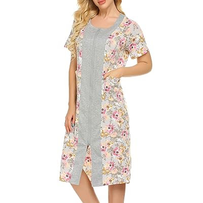 Women's Short Sleeve Zipper Robe with Pockets Knee Nigeria Ubuy