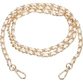 TIXIPEM Purse Chain Strap [1Pcs] - 47.2 Inch Metal Crossbody Bag Chains Strap Use for Purse &amp; Crossbody Bag &amp; Handbag - [Light Gold &amp; White]