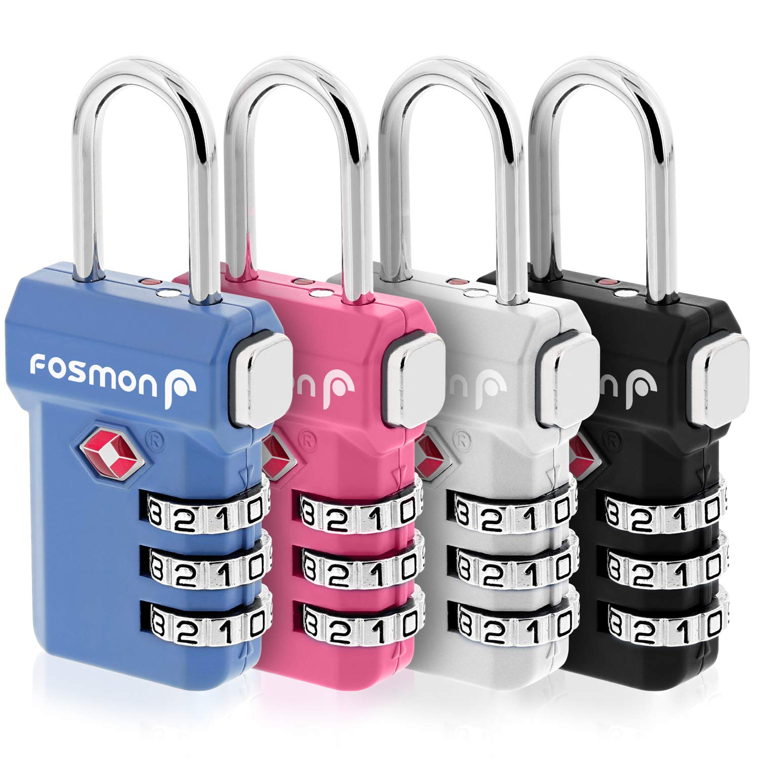 3 Indicator Alert Open Pack 4 Locks Luggage Approved Tsa Fosmon Digit Black Silver Pink Blue Luggage And Case Suit Bag Travel For Button Release And Body Alloy With Codes Padlock