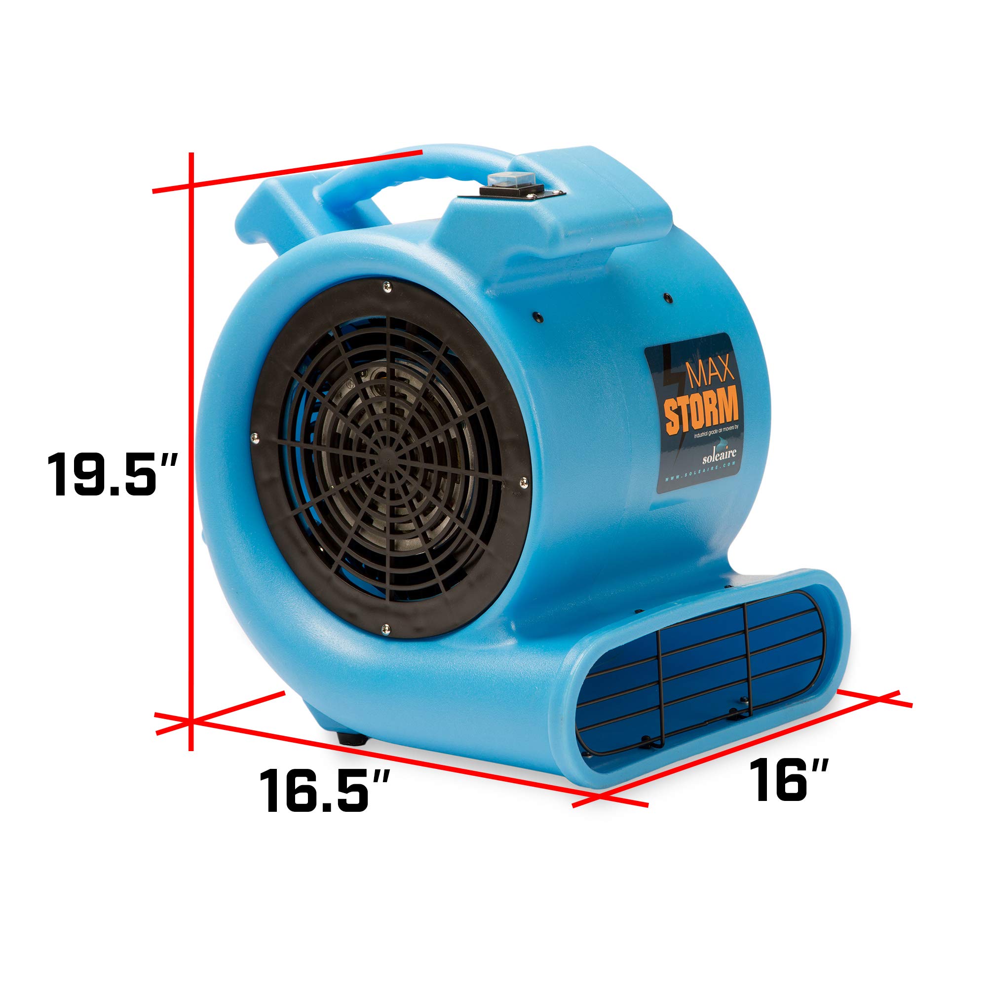 Max Storm 1/2 HP Durable Lightweight Air Mover Carpet Dryer Blower Floor Fan for Pro Janitorial Cleaner, Blue, 1 Pack
