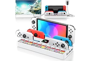KYTOK Switch Docking Station for TV and Joycon Controller Charger Compatible with Nintendo Switch, Switch Game Accessories Support 4k HD Video 1080P, Switch Charging Dock Station with 10 Game Slots, White