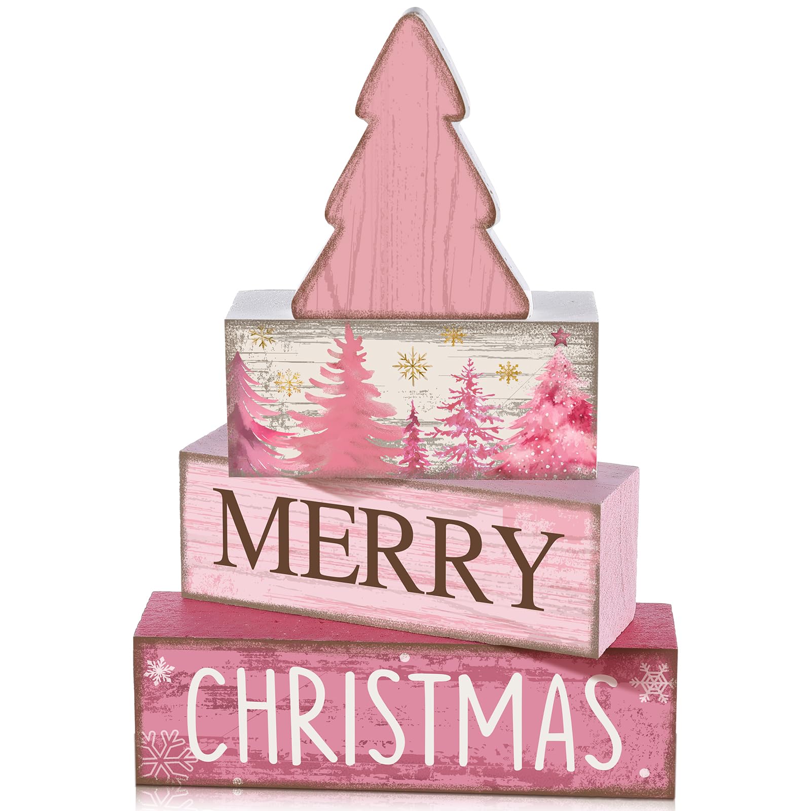 Lineshading 4 Pcs Christmas Table Decoration Wooden