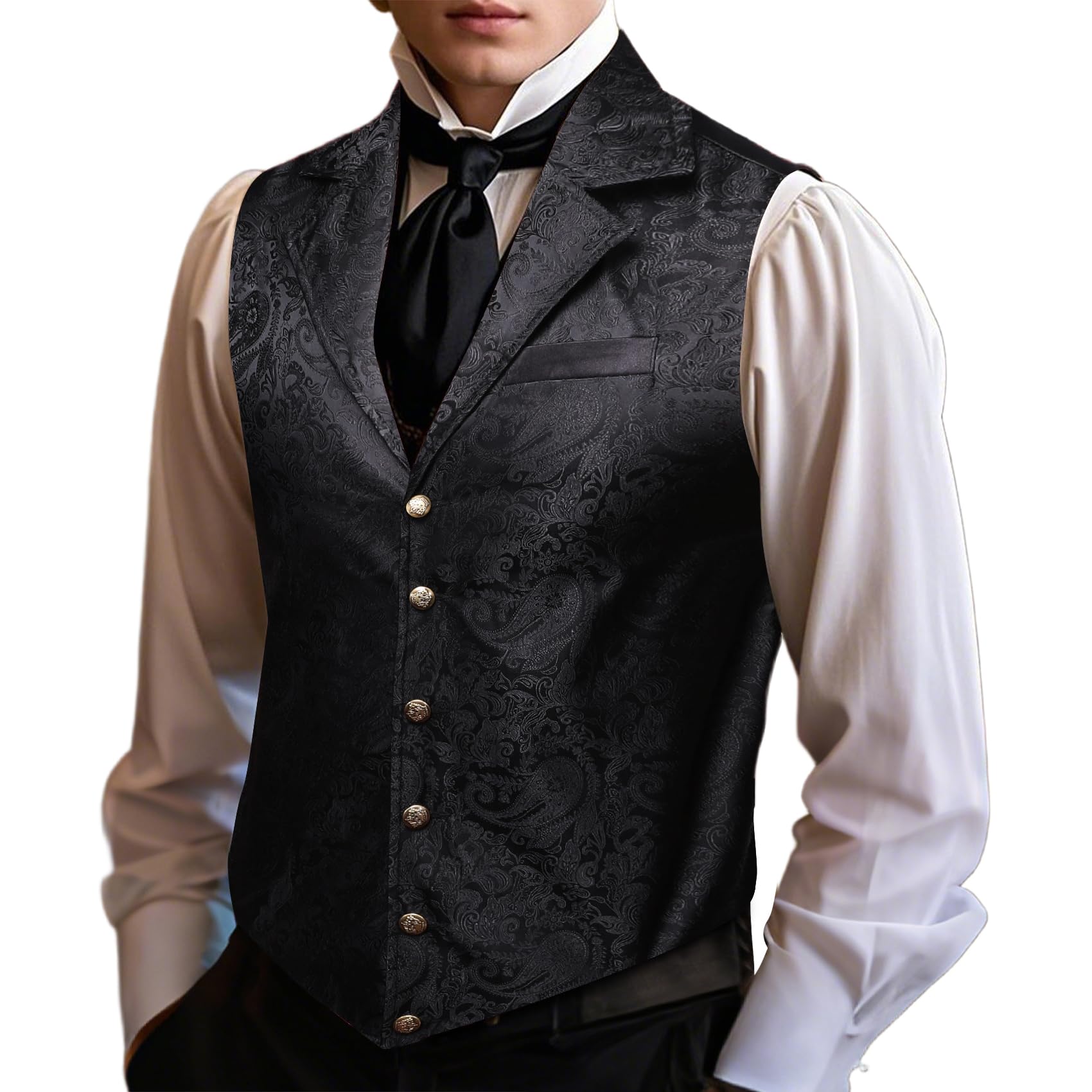 Barry.Wang Black Victorian Vest Loki Men Costume
