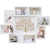 HELLO LAURA - Picture Frame Collage Large Wall Hanging Photo Frames Elegant Tree Collage Frame Gifts for Family Friends 4x6 inch Home Wall Decor Gallery Display (White - Gold Tree)