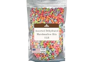 ASOZI Assorted Dehydrated Marshmallow Bits – 1 lb Jar | Mini Multicolor Cereal Marshmallows for Baking, Hot Chocolate & Toppings – Made in USA