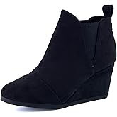Dunes Women's Zoey Wedge Bootie, Soft Vegan Suede, Easy Slip-On Design, Memory Foam, Wide Widths Available