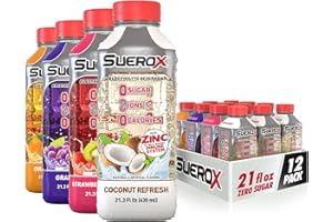 SueroX Zero Sugar Electrolyte Drink for Hydration and Recovery, Unique Blend of Electrolytes & 8 Ions, Zero Calorie Sports Drink, 21.3 Fl Oz, Tropical Pack, 12 Count