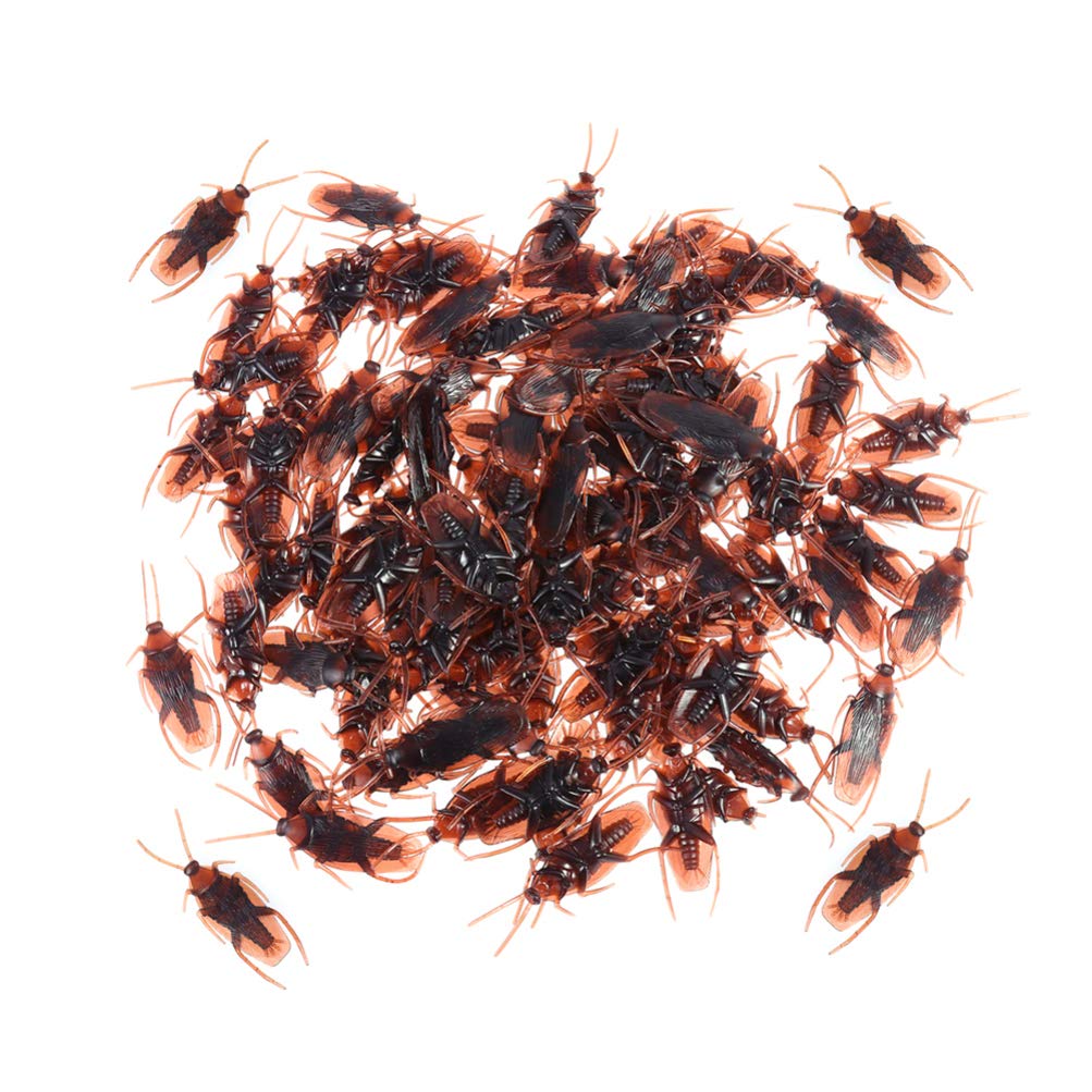 Tomaibaby 60Pcs Realistic Cockroach Plastic Toys Fake Bugs Prank Props for Halloween Party Favors April Fools Joke Gag Decorations