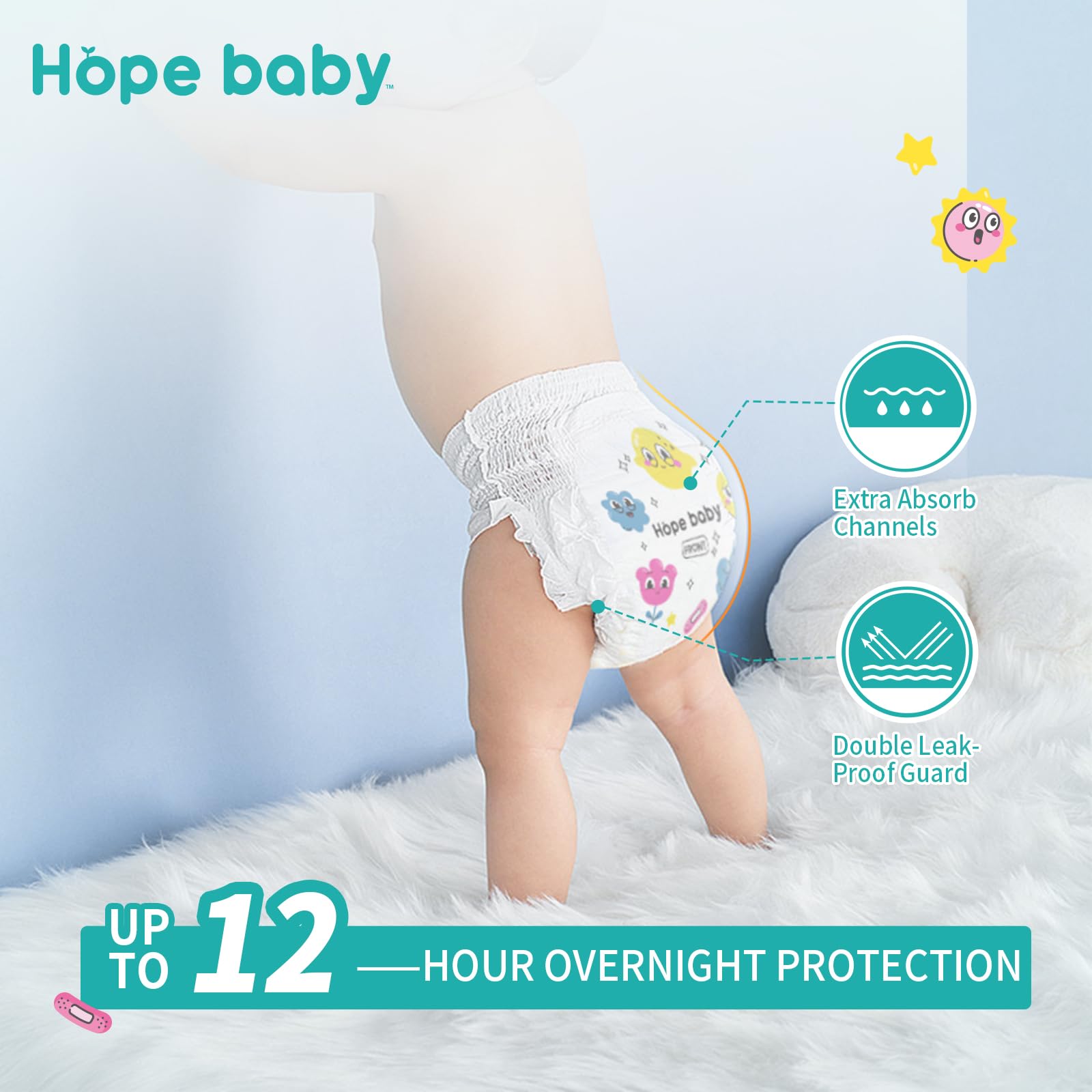 HOPE BABY 3T-4T (22-37 LBS), 66 Count Premium Training Underwear, Baby Diapers Toddler Potty Training Pants, Hypoallergenic with Skin