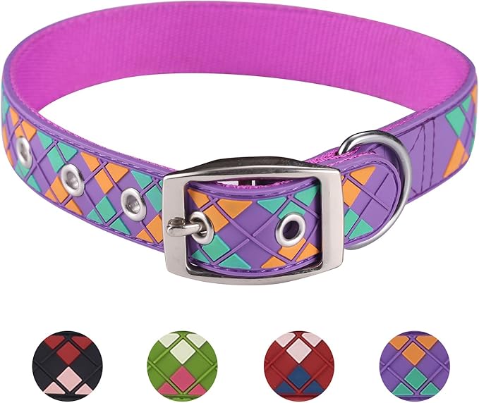 Paw Sport Argyle Dog Collars, Water Proof, Adjustable Collars for Dogs (Medium Neck