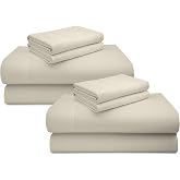 California Design Den 2 Pack Luxury 600 Thread Count Queen Sheets Sets | 100% Cotton Sateen Backed by Good Housekeeping Seal, Soft &amp; Smooth, 16" Deep Pocket, All-Around Elastic - Cream (Warm Ivory)