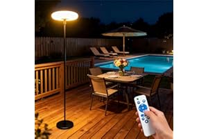 Lightdot Solar Outdoor Floor Lamp for Patio, Waterproof USB Rechargeable Cordless Floor Lamp with 3 Brightness Modes,Height Adjustable(Max 74IN),Warm White 3000k Standing Solar Lights for Yard Garden