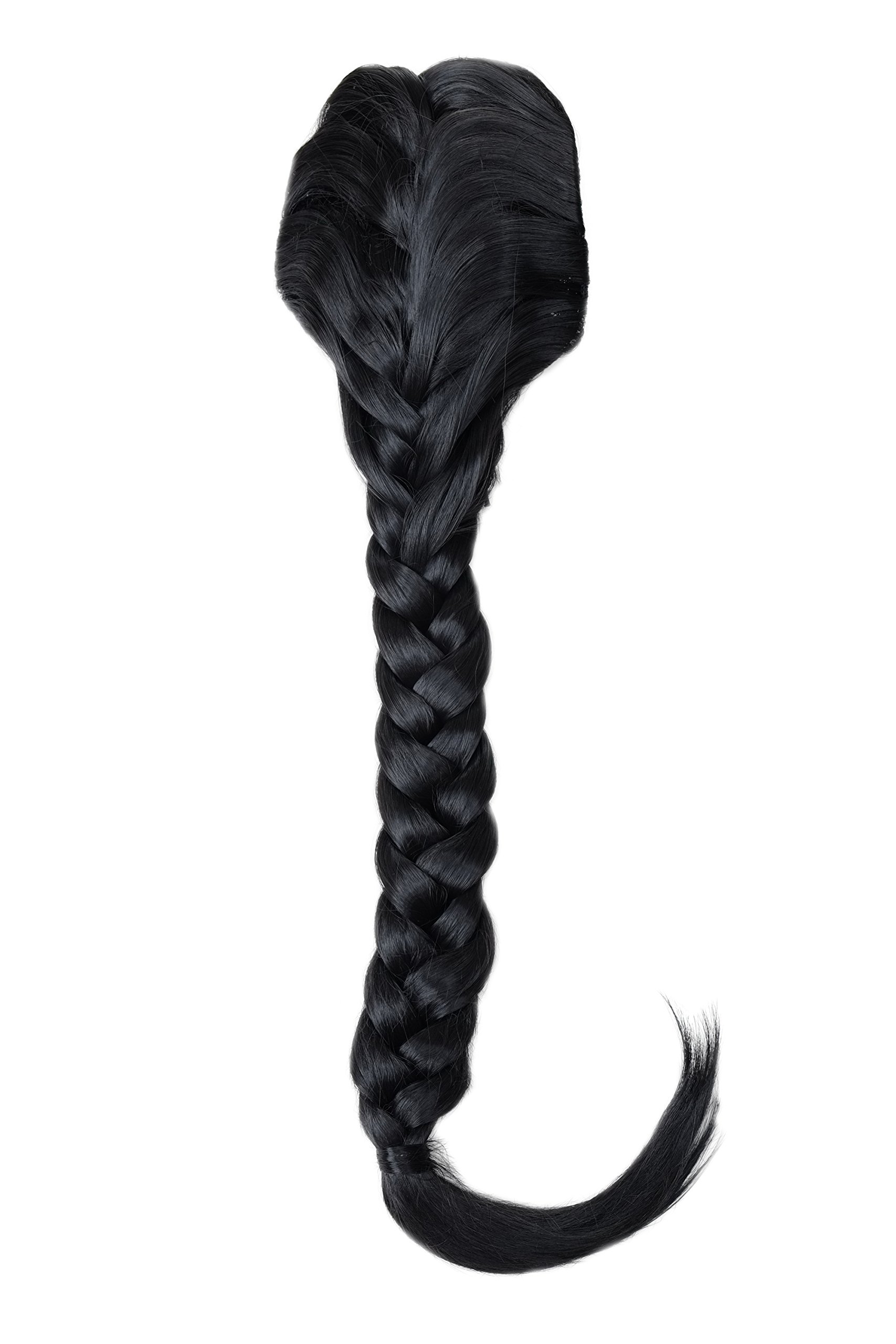 WIG ME UP - NC006-1B Hairpiece Ponytail cue queue plaited braided halfwig very long elaborate black