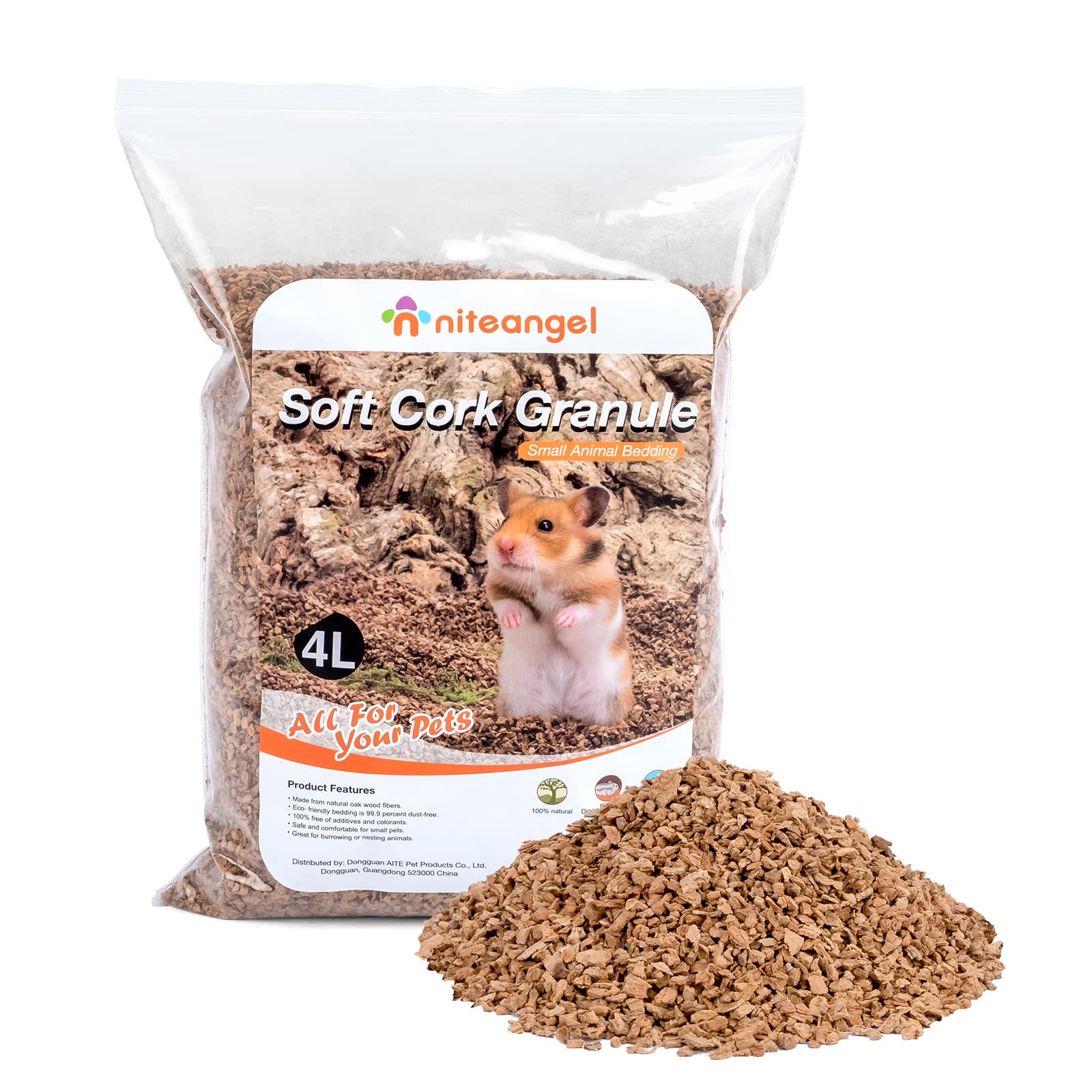 Niteangel Natural Coco Hamster Bedding Pet Litter for Dwarf Syrian Hamsters, Gerbils, mices, Degus or Other Small Animal (Oak granula 2-3mm)