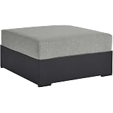 Modway Tahoe Aluminum Ottoman Gray with Weather-Resistant Cushion-Ideal as Outdoor Footstool, Patio or Sunroom Furniture